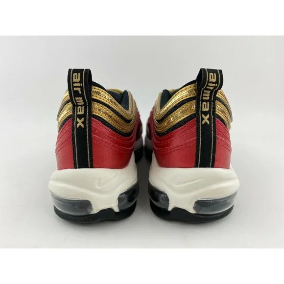 Nike Air Max 97 Red Gold Sequin Women's Sneaker Shoes Metallic - Picture 6 of 12